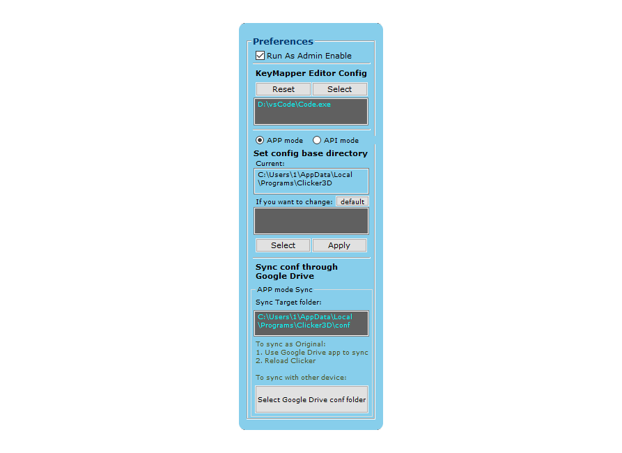 Preferences Panel Preferences Panel